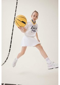 Resim Defacto Kız Çocuk Nba Los Angeles Lakers Bisiklet Yaka Kısa Kollu Tişört E7632a825hser98 Ekru 