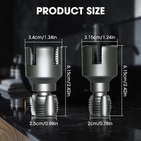 Resim Entegre Dahili & Harici Boru Diş Açma Aleti, 1/2'' 3/4'' Kesiciler, Çift Fonksiyonlu Boru Diş Kesme Aleti, Ev Tamiri için Elektrikli Matkap Uyumlu PVC Boru Dişleyici Kiti (2 adet) 