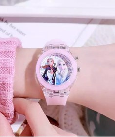 Resim Schulzz Işıklı Prenses Elsa Anna Karlar Ülkesi Pembe Kız Çocuk Kol Saati Saat Kutusunda 