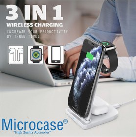 Resim Microcase Iphone-apple Watch-airpods Ile Uyumlu 15w 3in1 Manyetik Kablosuz Şarj Standı - Al3697 