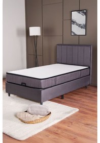 Resim Kilim Mobilya Royal Plus Sandıklı Baza Başlık Paket Yaylı Pedli Yatak Seti Antrasit 100 X 200 