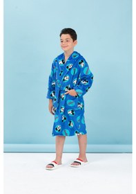 Resim Özdilek Lisanslı Çocuk Bornozu 9/10 Yaş-mickey Mouse Smile Mavi Mavi 