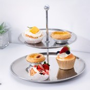 Resim Paslanmaz Çelik Cupcake Standı ile Zarif 2/3 Katlı Altın Saplı Kek, Kurabiye, Atıştırmalık, Meyve ve Şekerleri Göstermek İçin + Düğünler, Tatil Kutlamaları, Doğum Günü Partileri, Çay Partileri, İdeal Kahve Masası, Bar Dekorasyonları + Gıda Güvenli, Dayanıklı, Cupcake Gösterim Kulesi - Noel, Cadılar Bayramı, Şükran Günü İçin Uygun 