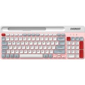 Resim Everest Ruby Pembe/beyaz/gri 2.4g+Bt1+Bt2 Çoklu Cihaz Bağlantılı Q Klavye 