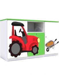 Resim 1 Çekmeceli 2 Kapaklı Çocuk Odası Anaokulu Kreş Dolap Çiftlik Temalı 