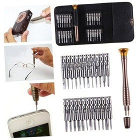 Resim 24 Parça Cüzdanlı Yıldız Düz Uçlu Elektronik Laptop Telefon Saat Tamir Tornavida Seti 