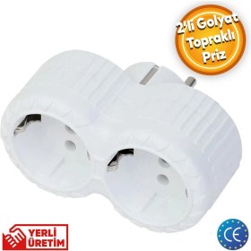 Resim Badem10 Golyat 2 Li Topraklı Çoklu Grup Priz Çoğaltma Ikili Fiş Piriz 