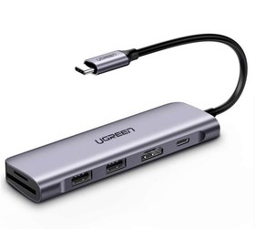 Resim Ugreen Type-C to HDMI USB 3.0 TF SD PD Dönüştürücü Gri 