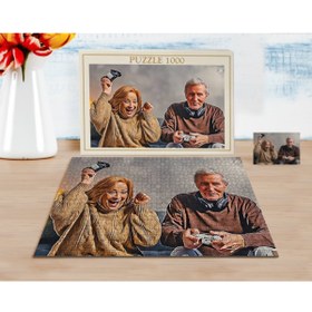 Resim Bk Gift Kişiye Özel Tam Boy Büyükanne Ve Büyükbaba Karikatürlü 1000 Parça Profesyonel Puzzle-1 