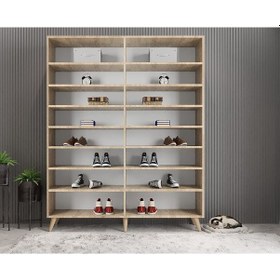 Resim Duke 4 Kapaklı Ayakkabılık Meşe Beyaz 180 Cm M2 