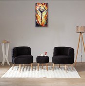 Resim mhrgroup cma Modern Teddy Kumaş Ahşap Ayaklı Berjer Koltuk Seti & Puf | Şıklık ve Konfor Bir Arada Üçlü Çay Seti 