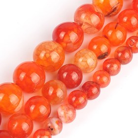 Resim Doğal Turuncu Ateş Ejderha Damarı Akik Yuvarlak Gevşek Boncuklar DIY Takı Yapımı İçin - 15'' İp, 6mm, 8mm, 10mm, Parlak Bitiş, Benzersiz Mermer Desenleri, Bilezikler, Kolyeler ve El Sanatları Projeleri için Mükemmel, Takı Yapımı İçin Boncuklar 