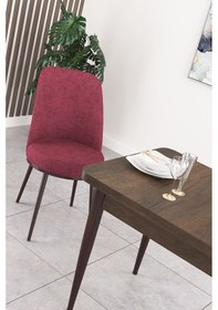 Resim Canisa Concept Nil Serisi 70x110 Sabit Mutfak Masası Takımı Barok Desen Masa 2 Bordo Sandalye Bordo Sandalyeler Barok Masa 