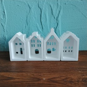 Resim Dört Küçük Ev İçin Silikon Kalıp, Reçine ve Alçı İçin Avrupa Tarzı Dekoratif Kalıplar, Kendin Yap Ev Dekorasyonu., Silikon Reçine Kalıpları 