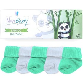 Resim Novibaby 5'li Bambu Yenidoğan Bebek Çorabı I Minty I 0-6 ay "Karışık Renkli" 
