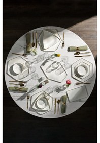 Resim Karaca Red Carpet Collection Stream Bone Geo 59 Parça 12 Kişilik Yemek Takımı Gold 