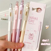 Resim 4 Adet Yaratıcı Kedi Tasarımlı 0.5mm Hızlı Kuruyan Jel Kalem, Basınçlı Klipsli Ofis Malzemesi Siyah Jel Kalem 