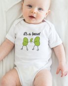 Resim Minik Ayı It Is A Bean Fasulye Baskılı Bebek Badi %100 Pamuk Çıtçıt Body Zıbın Beyaz 