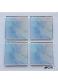 Resim Decorita Cam Bardak Altlığı 4'lü Takım Supreme Mermer Çok Renkli 