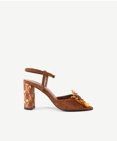 Resim Yargıcı Rafya Aksesuar Detaylı Topuklu Sandalet Kiremit 