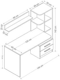 Resim Inarch Dizayn Alaska Çalışma Masası Bilgisayar Masası Beyaz - Siyah 