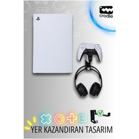 Resim Duvar Standı PS5 ve Dualsense Şarj İstasyonu İçin Joystick Konsol Tutacağı 2'li Paket 