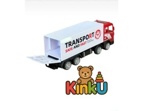 Resim Kinku Oyuncak Demir Tır Seti – Işıklı ve Gerçekçi Tasarım Mavi ve Kırmızı Renkleri Mevcuttur Sürtmeli Tır 