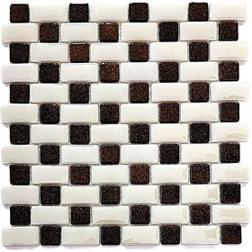 Resim MozaiKristaL Tüm yüzeyler için 25x50mm Bej-G.Kahve, 31.5x31.5cm Fileli Cam Mozaik (10 File=1m2 Fiyatı) 