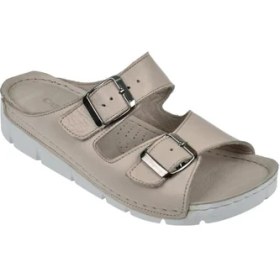 Resim Castle Black 20317 Kadın Deri Iki Tokalı Comfort Terlik Bej 