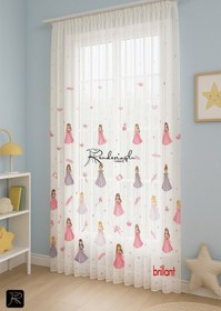 Resim Tül Perde Brillant Marka Prenses Desen Bambu Örme Ekru 