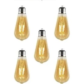 Resim Rustik LED 5 Adet Ampul Sarı Armut 4 W 
