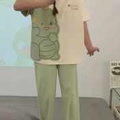 Resim Kadınlar İçin Yazlık Kısa Kollu Uzun Pantolonlu Karakter Baskılı Yuvarlak Yaka Pijama Takımı 