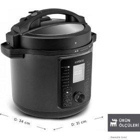 Resim Karaca Cooker Elektrikli Düdüklü Basınçlı Pişirici ve Yemek Yapma Makinesi Matte Black 6 L 