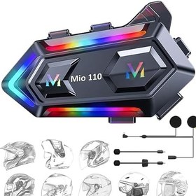Resim Mioji Mio 110 RGB 1000mAh IPX6 Kask Intercom Motosiklet Bluetooth Kulaklık 