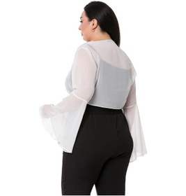 Resim Disentis Büyük Beden İspanyol Kollu Önü Bağlamalı Şifon Beyaz Bolero-beyaz Beyaz 