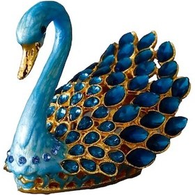 Resim Kristal Taşlı Dekoratif Kuğu - Metal Masa Ve Ev Aksesuarı, Şık He 