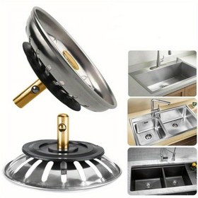 Resim 2 Adet Metal Mutfak Lavabo Süzgeci & Kırıcı Tıpa - Mutfak ve Banyo için Drenaj Tıpa Filtresi, Temel Lavabo Aksesuarları 