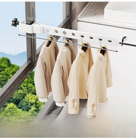 Resim Yifomall Pencereye Takılabilir Güvenlikli Çamaşır Kurutma Aleti - Beyaz Sabit Tip 8 Delikli Tam Dolu Gövde, Balkon/janela Kullanıma Uygun Diğer 