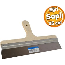 Resim Badem10 Ahşap Eğri Saplı Metal Macun Spatula Temizlik Boya Sıva Kazıma Harç Karıştırma Ispatulası 25 cm 