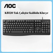 Resim Aoc KB120 Kablolu Klavye, Entegre Avuç Içi Desteği, Düşük Profilli Sessiz Tuşlar, USB Tak-Çalıştır 