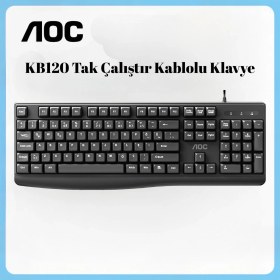 Resim Aoc KB120 Kablolu Klavye, Entegre Avuç Içi Desteği, Düşük Profilli Sessiz Tuşlar, USB Tak-Çalıştır 