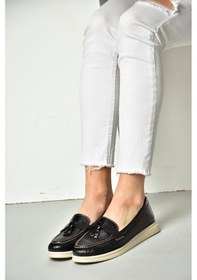 Resim Fox Shoes P555014103 Siyah Hakiki Deri Kadın Ayakkabı Siyah 