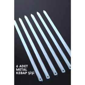 Resim Rotanev 6 Adet Profosyonel Paslanmaz Metal Kıyma Şiş (Adana-Urfa-Antep Kebap Şişi) 