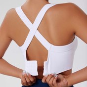Resim Tek Renkli Spor Sütyeni, Fitness Çapraz Fitness Koşu Antrenman Sütyeni, Kadın Aktiv Giyim 