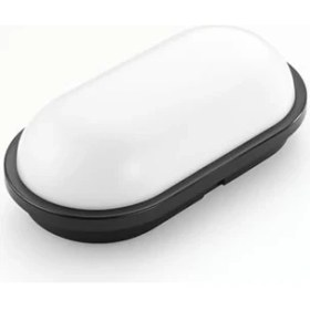 Resim 15W Siyah IP65 Oval LED Tavan ve Duvar Lambası | 1500 Lümen Beyaz Işık | Su ve Toz Geçirmez Banyo Bahçe Balkon Aydınlatma Armatürü 220V 