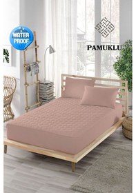 Resim Mona Verde Alez Sıvı Geçirmez Pamuklu Kapitoneli Fitted Çift Kişilik Tek bebek su yatak Koruyucu MNVKAPFIT00 Pembe 