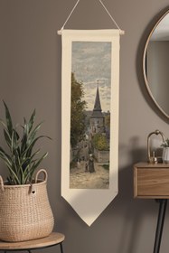 Resim Duvar Halısı Pinterest Oda Dekoru, Monet Sanat Serisi, 100cm Kanvas Flama Askılı Duvar Örtüsü NO:627 - Renkli - 5 / 30 x 100 