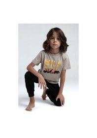 Resim Rolypoly Erkek Çocuk Krem Pijama Takımı 5274-47555 Krem 