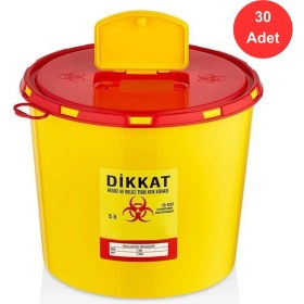 Resim 5l Tıbbi Atık Kovası Seti, Güvenli ve Dayanıklı, 30 Adet, Sarı Renk 