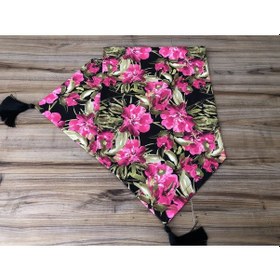 Resim Siyah Zemin Fuşya Çiçekli Runner Çok Renkli 